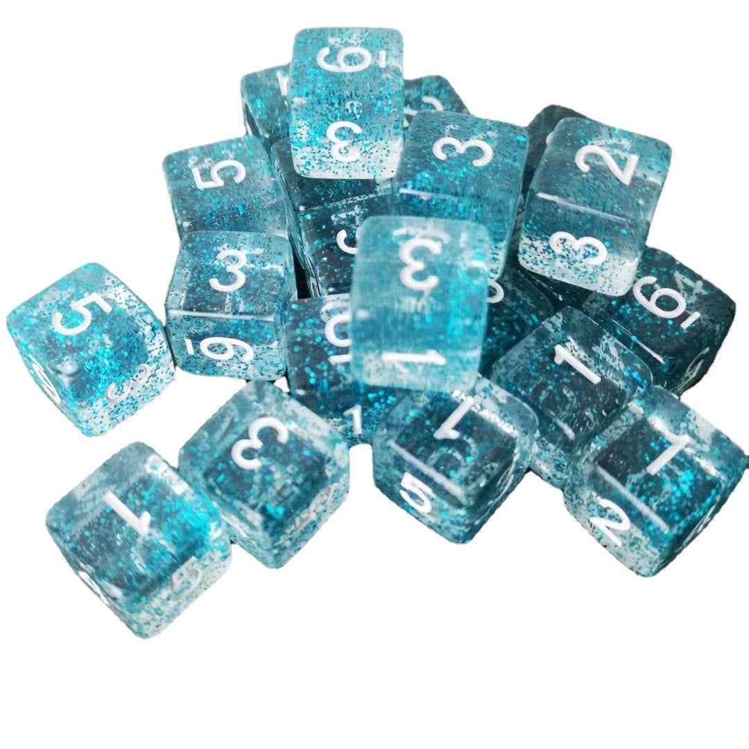 Transparent Light Blue 6 Sided Dice Set