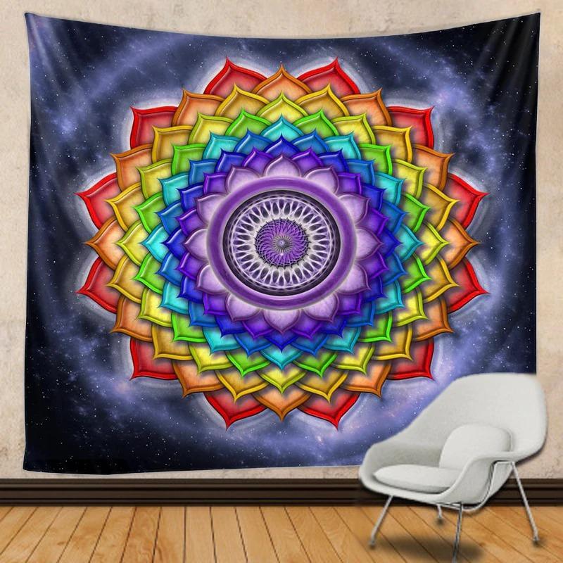 Galactic Floral Mandala Tapestry