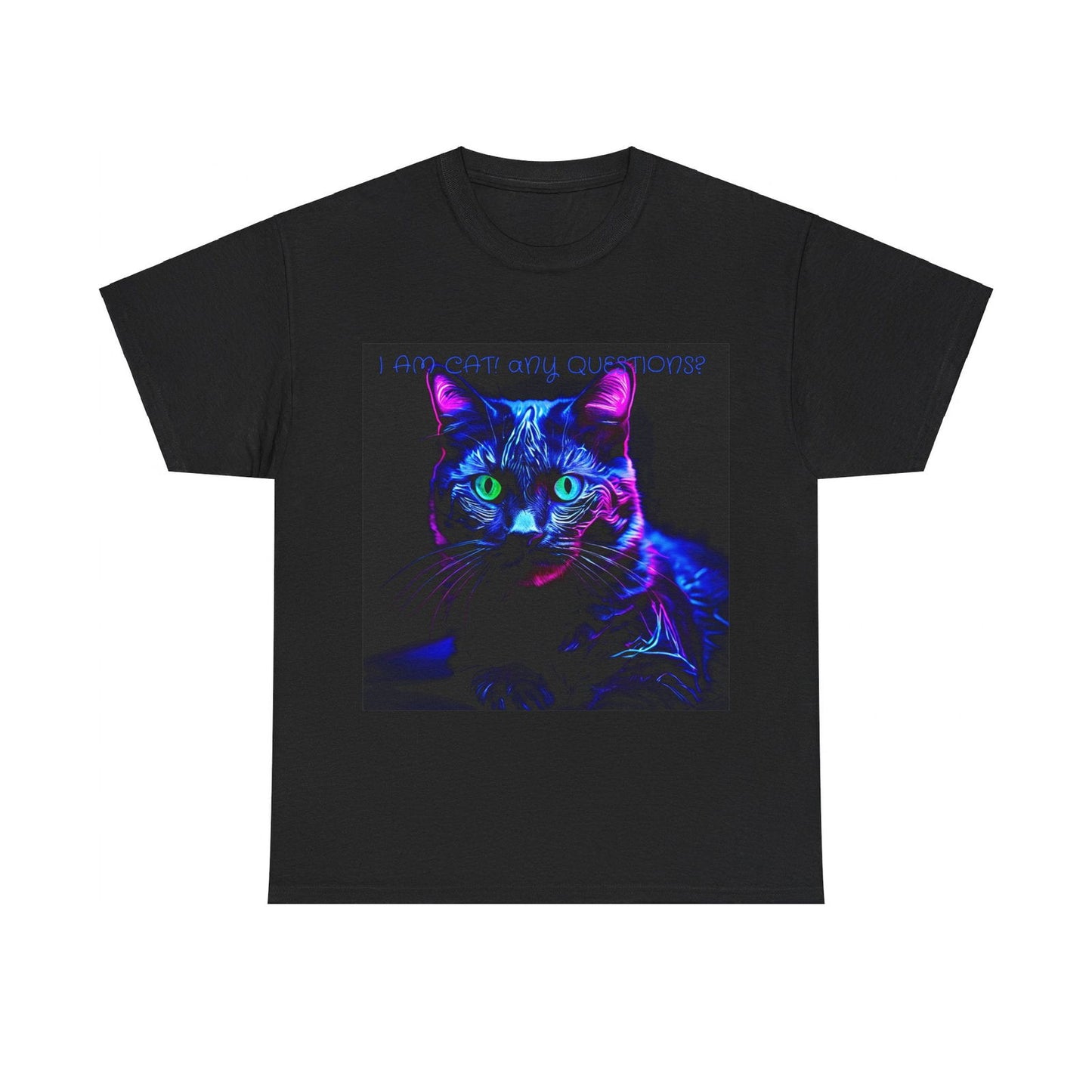 Black light UV Glow I Am Cat ? Unisex Heavy Cotton Tee - S-Mart Shop Smart Treasures
