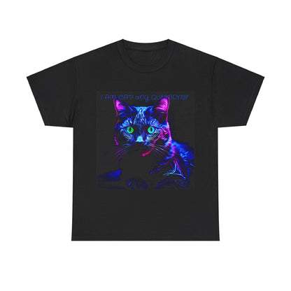 Black light UV Glow I Am Cat ? Unisex Heavy Cotton Tee - S-Mart Shop Smart Treasures