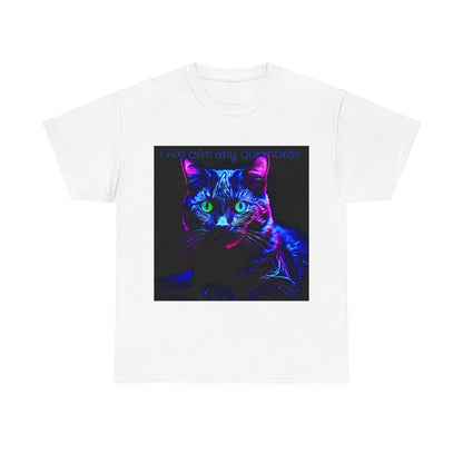 Black light UV Glow I Am Cat ? Unisex Heavy Cotton Tee - S-Mart Shop Smart Treasures