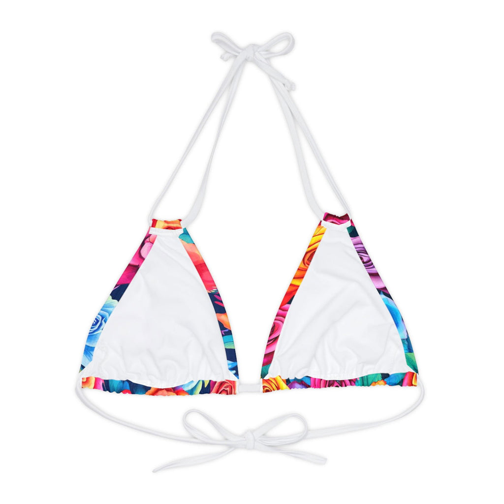 Bright Flowers 1 Strappy Triangle Bikini Top (AOP) - S-Mart Shop Smart Treasures