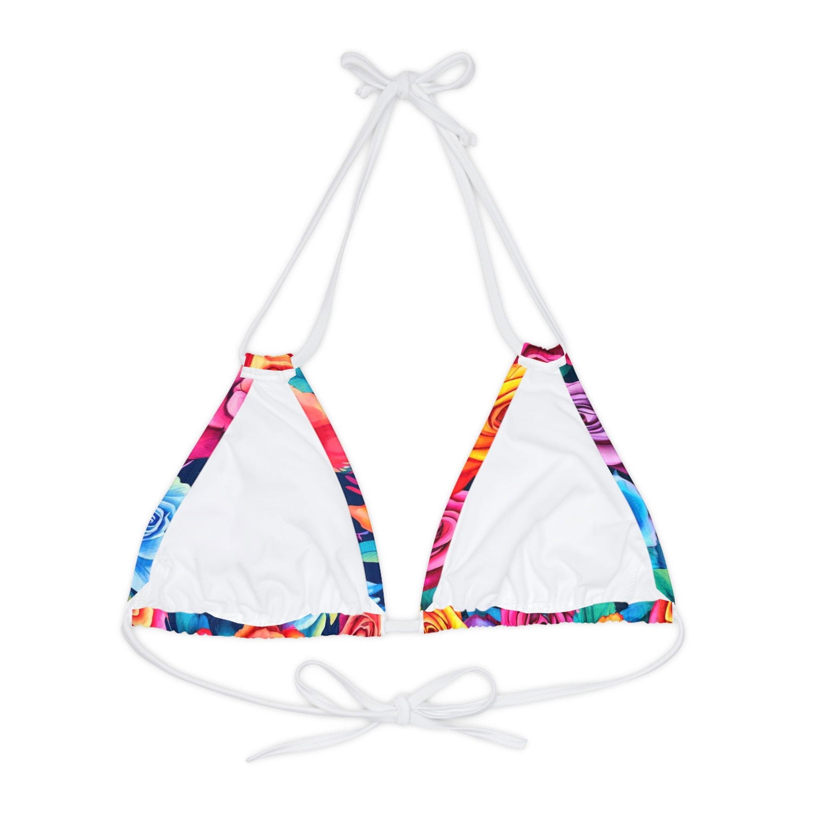 Bright Flowers 1 Strappy Triangle Bikini Top (AOP) - S-Mart Shop Smart Treasures
