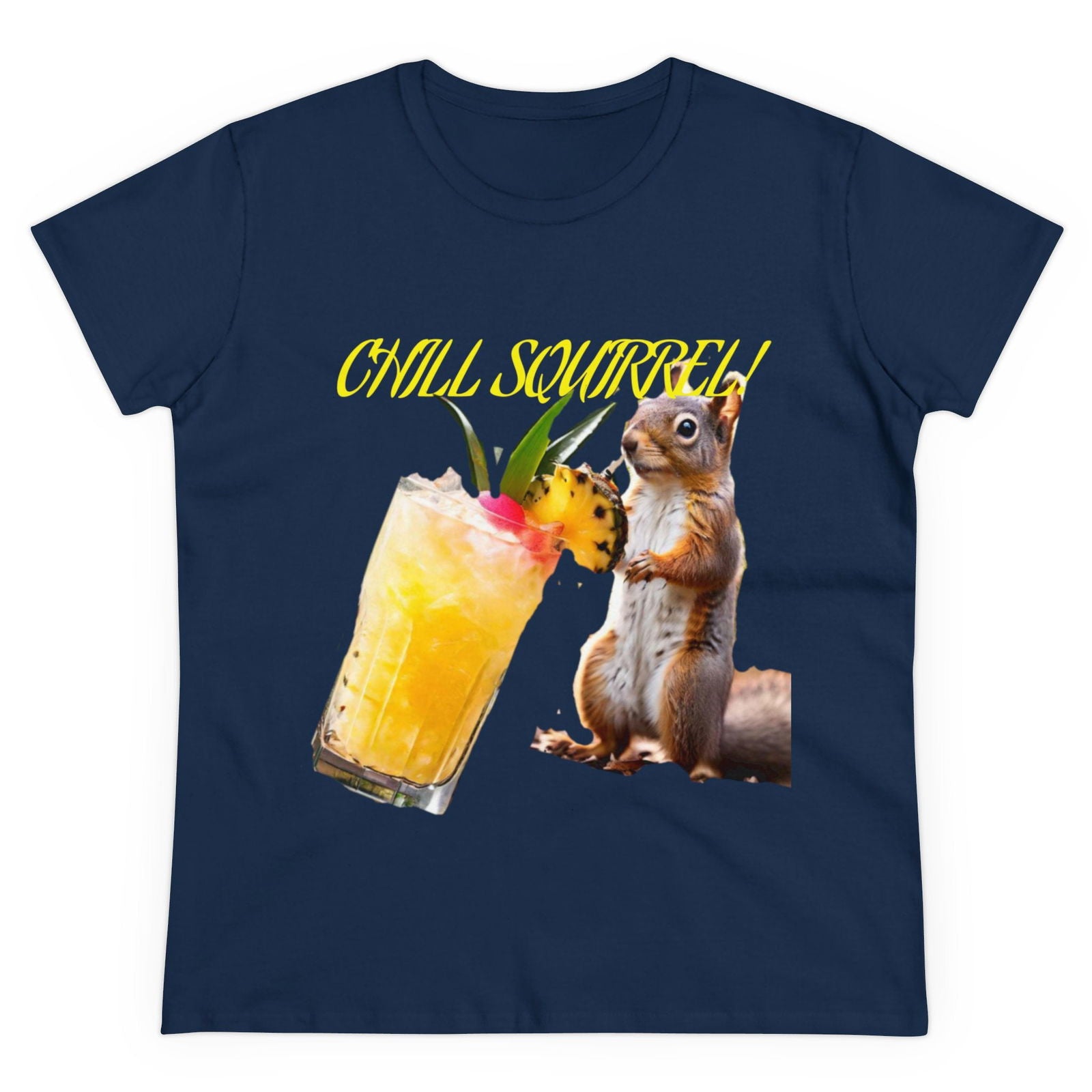 Chill Squirrell Women's Midweight Cotton Tee - S-Mart Shop Smart Treasures