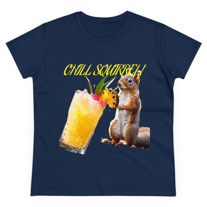 Chill Squirrell Women's Midweight Cotton Tee - S-Mart Shop Smart Treasures