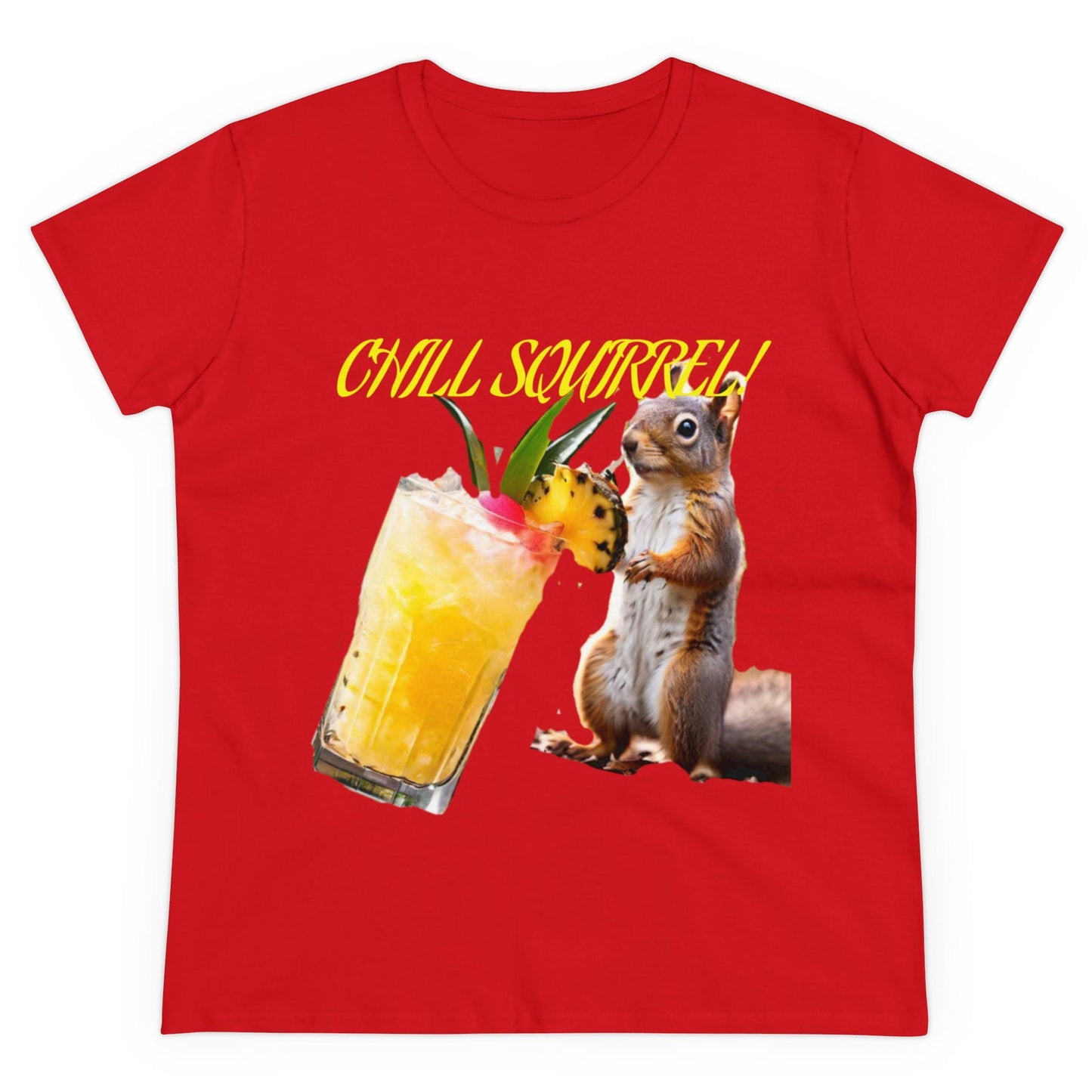 Chill Squirrell Women's Midweight Cotton Tee - S-Mart Shop Smart Treasures