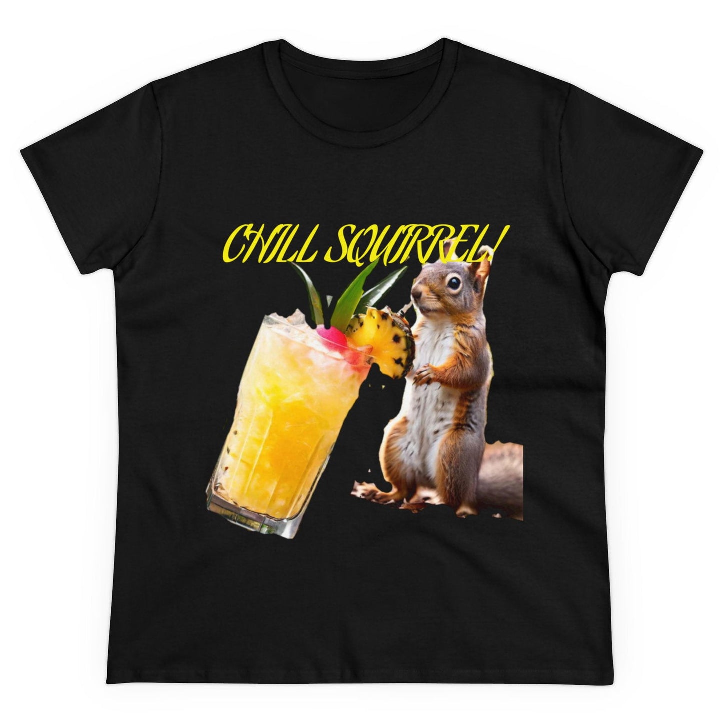 Chill Squirrell Women's Midweight Cotton Tee - S-Mart Shop Smart Treasures