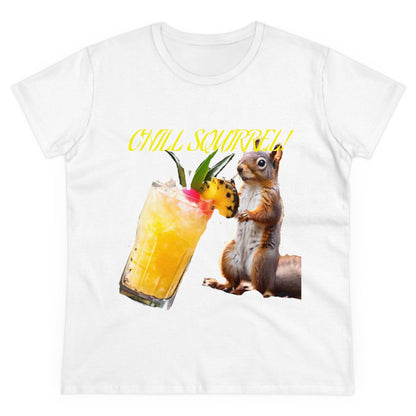 Chill Squirrell Women's Midweight Cotton Tee - S-Mart Shop Smart Treasures