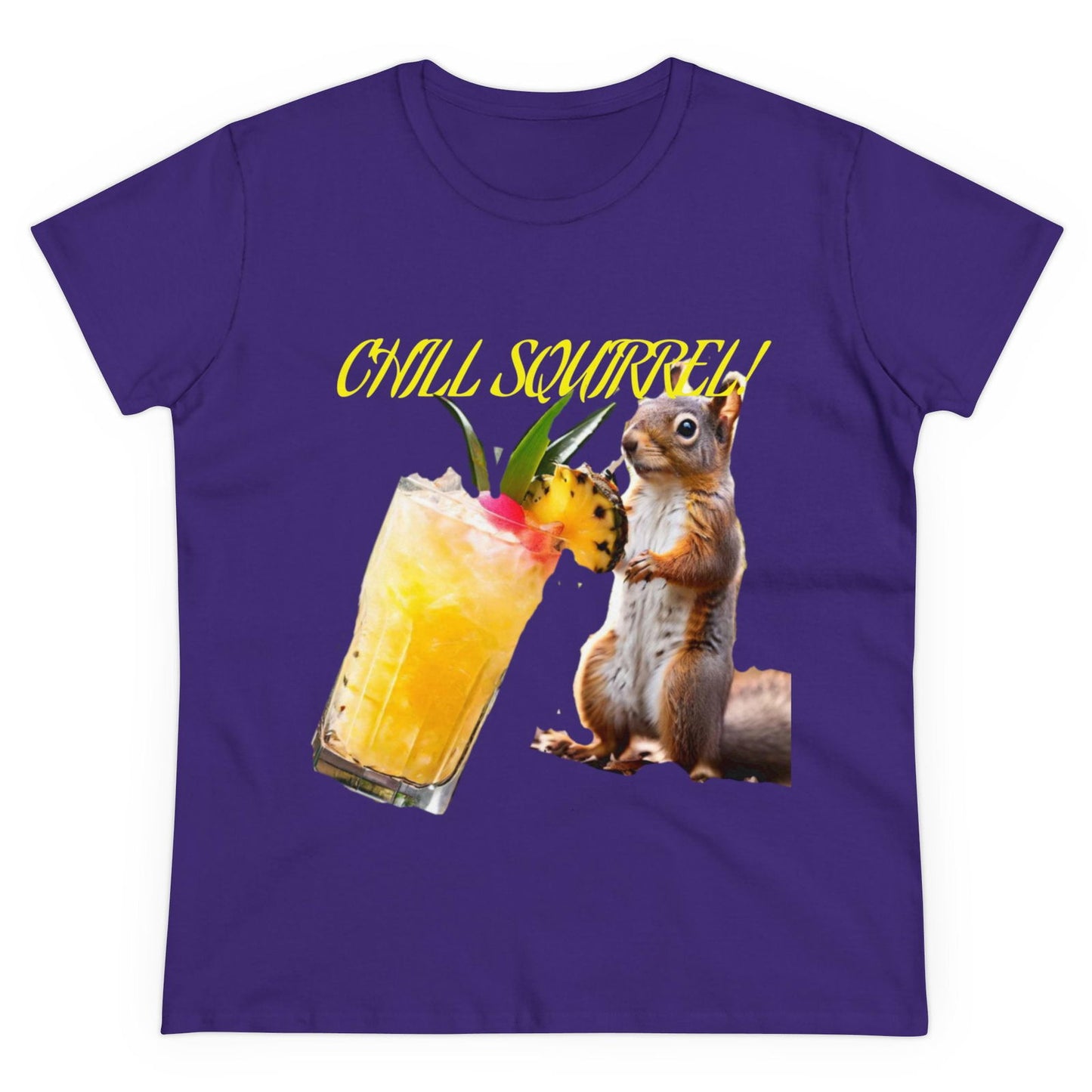 Chill Squirrell Women's Midweight Cotton Tee - S-Mart Shop Smart Treasures