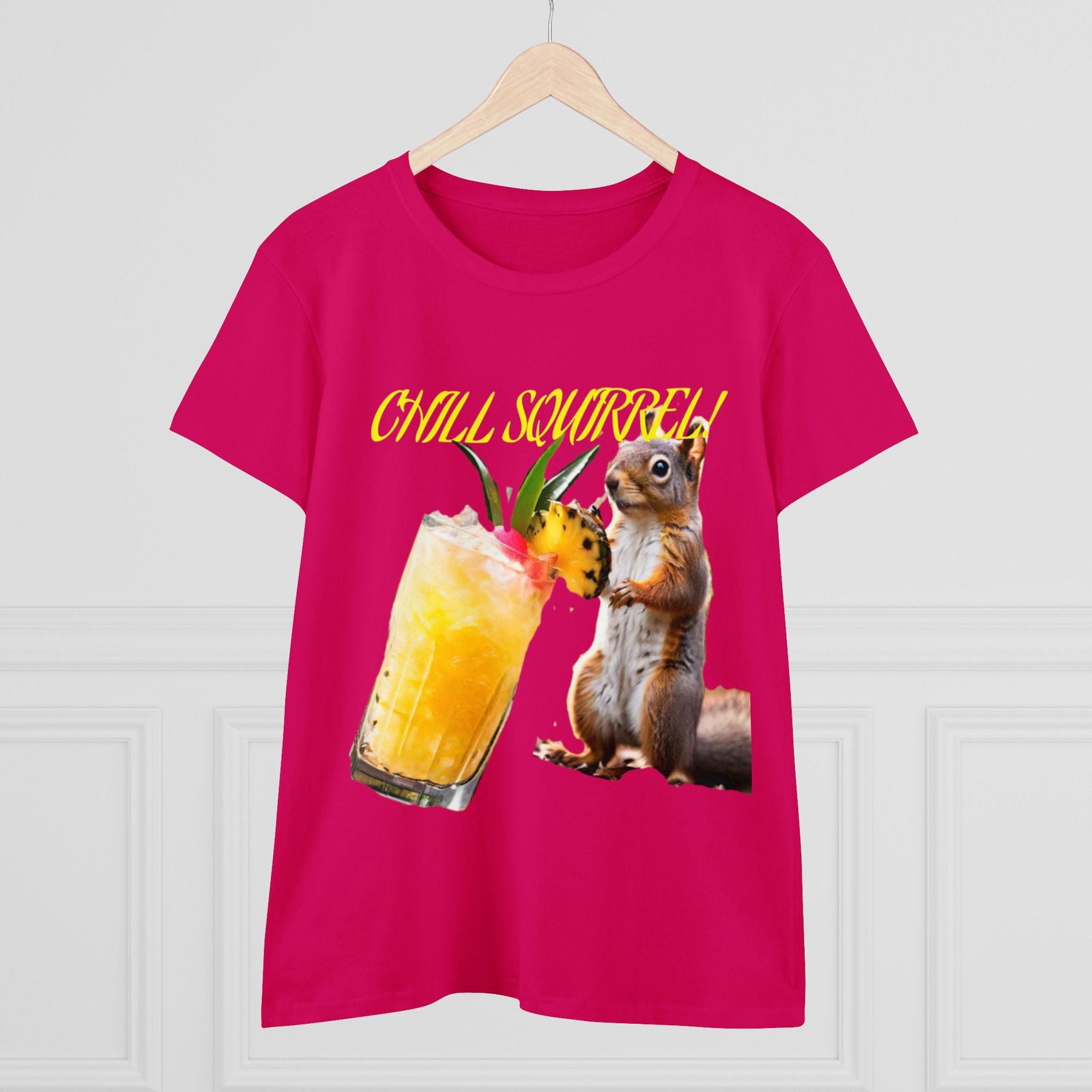 Chill Squirrell Women's Midweight Cotton Tee - S-Mart Shop Smart Treasures