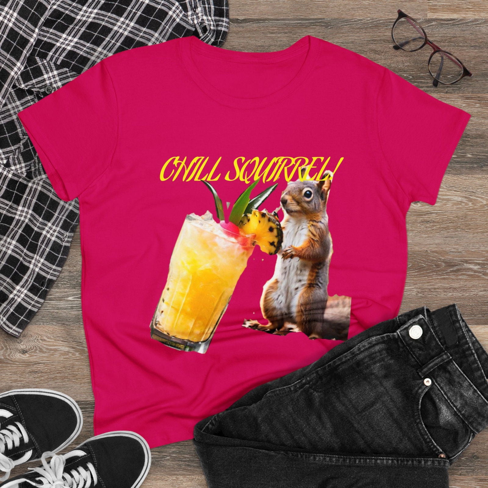 Chill Squirrell Women's Midweight Cotton Tee - S-Mart Shop Smart Treasures