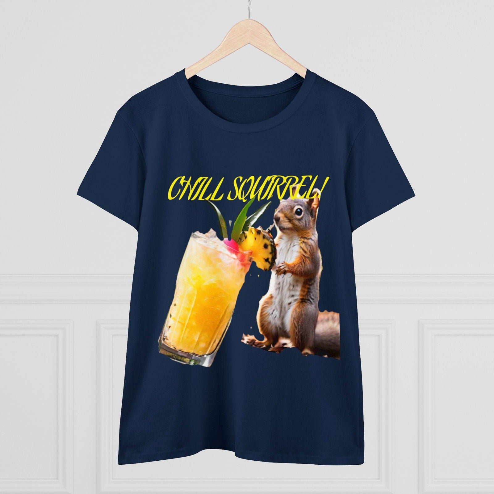 Chill Squirrell Women's Midweight Cotton Tee - S-Mart Shop Smart Treasures