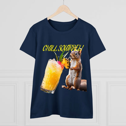 Chill Squirrell Women's Midweight Cotton Tee - S-Mart Shop Smart Treasures