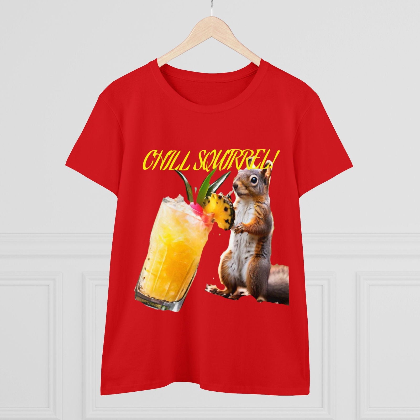 Chill Squirrell Women's Midweight Cotton Tee - S-Mart Shop Smart Treasures