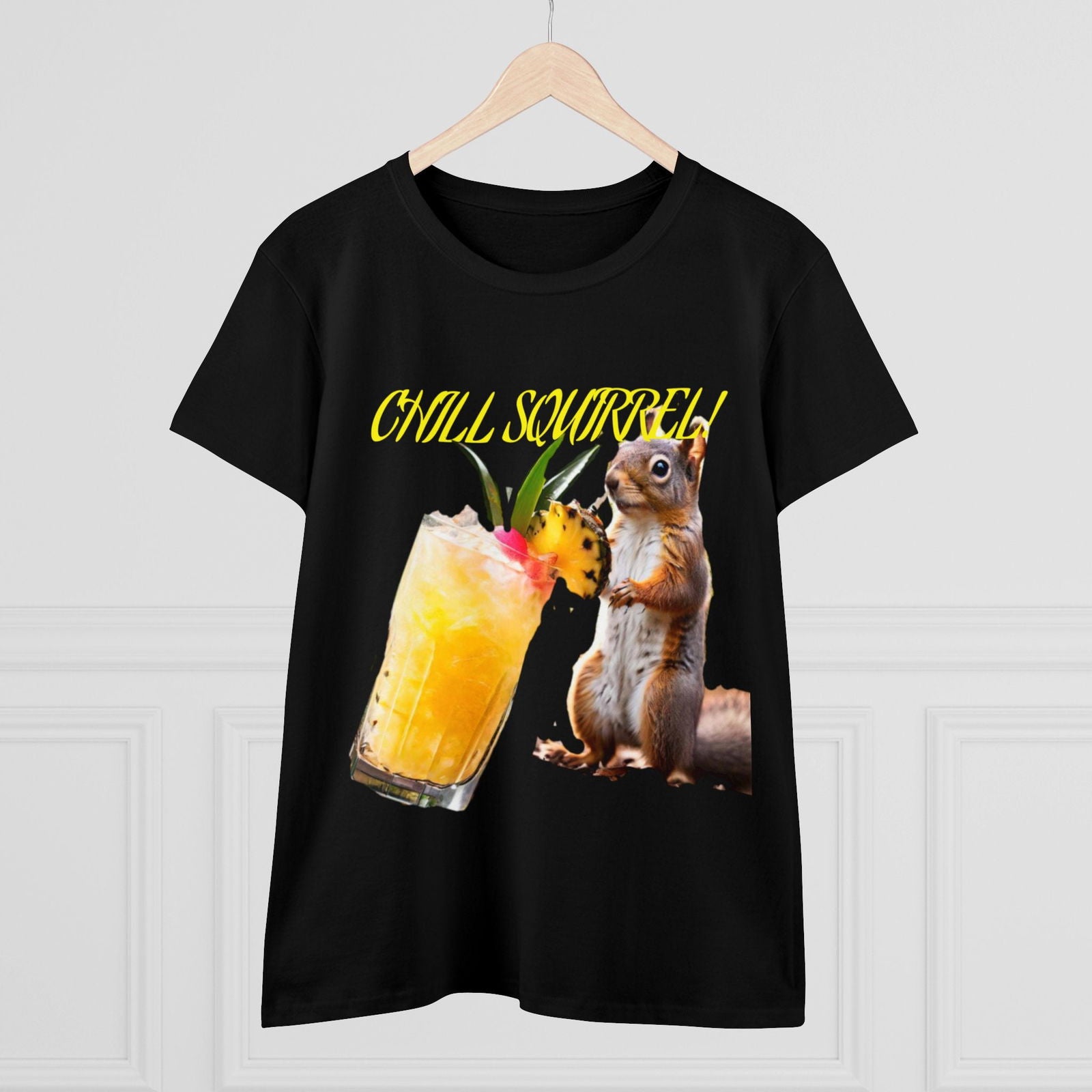 Chill Squirrell Women's Midweight Cotton Tee - S-Mart Shop Smart Treasures