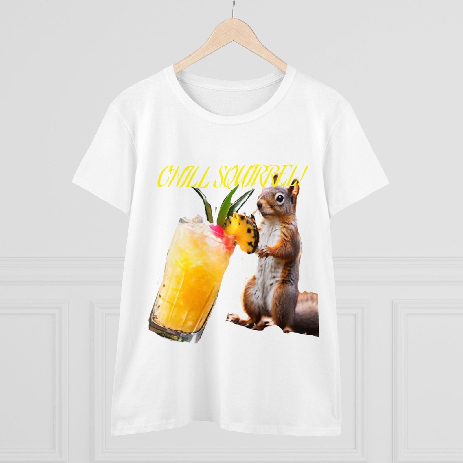 Chill Squirrell Women's Midweight Cotton Tee - S-Mart Shop Smart Treasures
