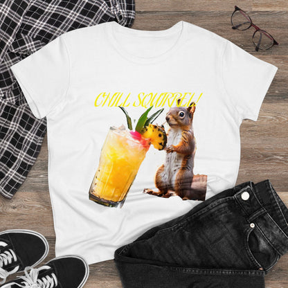 Chill Squirrell Women's Midweight Cotton Tee - S-Mart Shop Smart Treasures