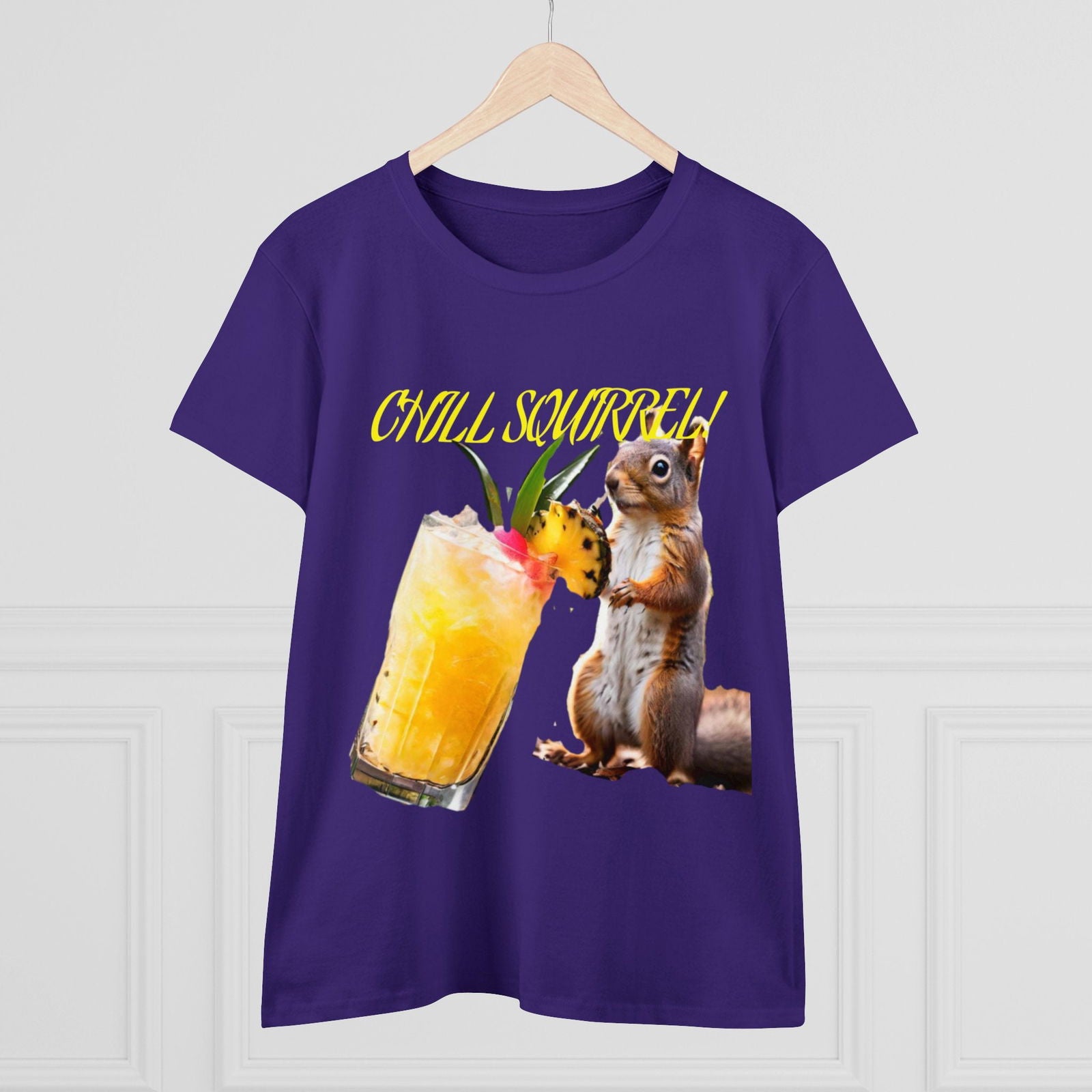 Chill Squirrell Women's Midweight Cotton Tee - S-Mart Shop Smart Treasures
