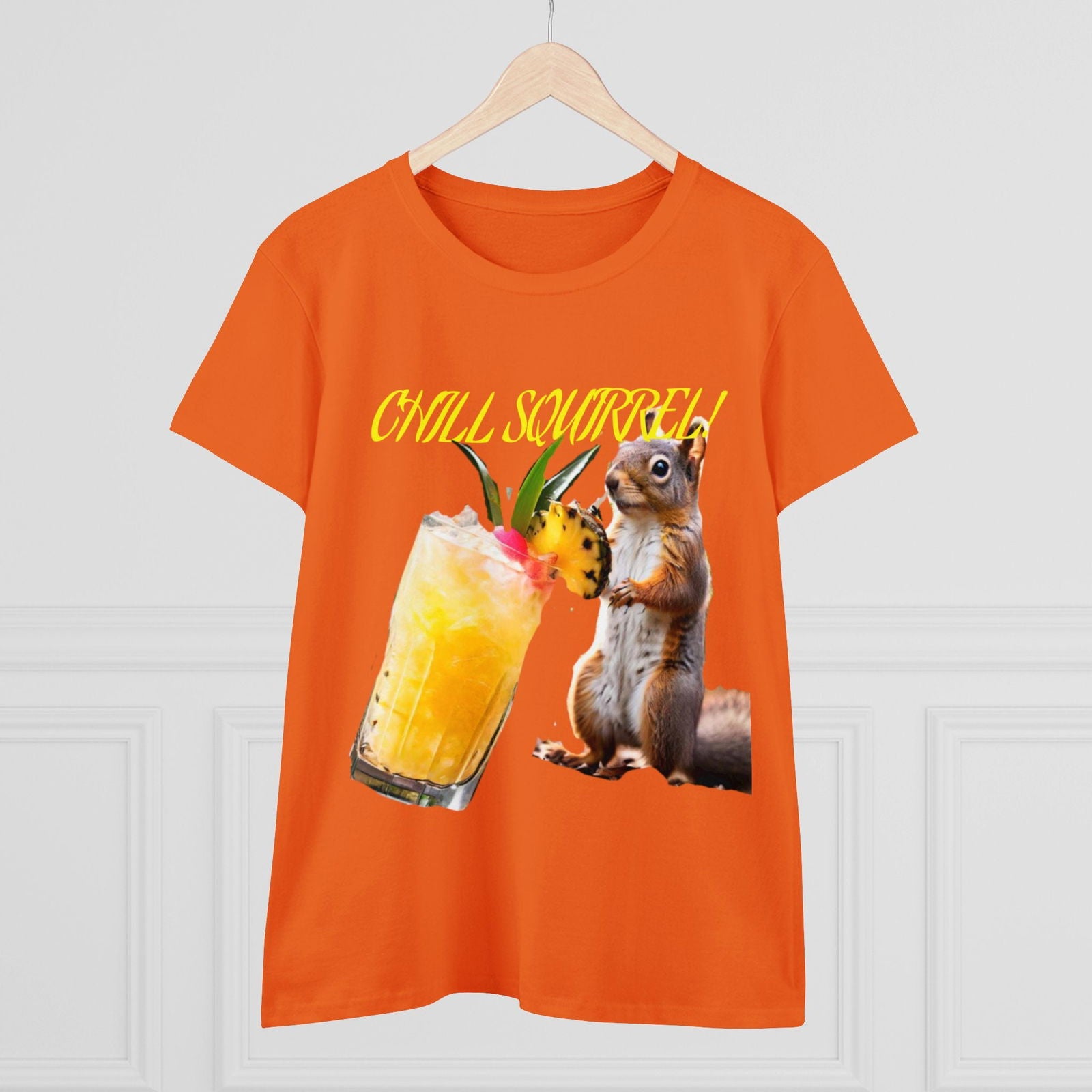 Chill Squirrell Women's Midweight Cotton Tee - S-Mart Shop Smart Treasures