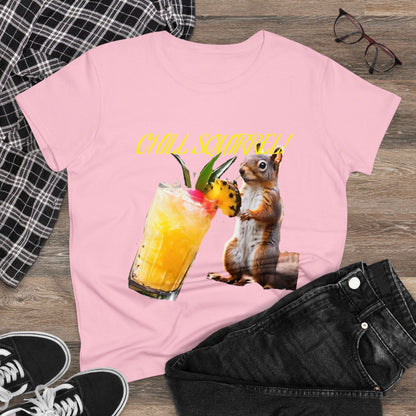Chill Squirrell Women's Midweight Cotton Tee - S-Mart Shop Smart Treasures
