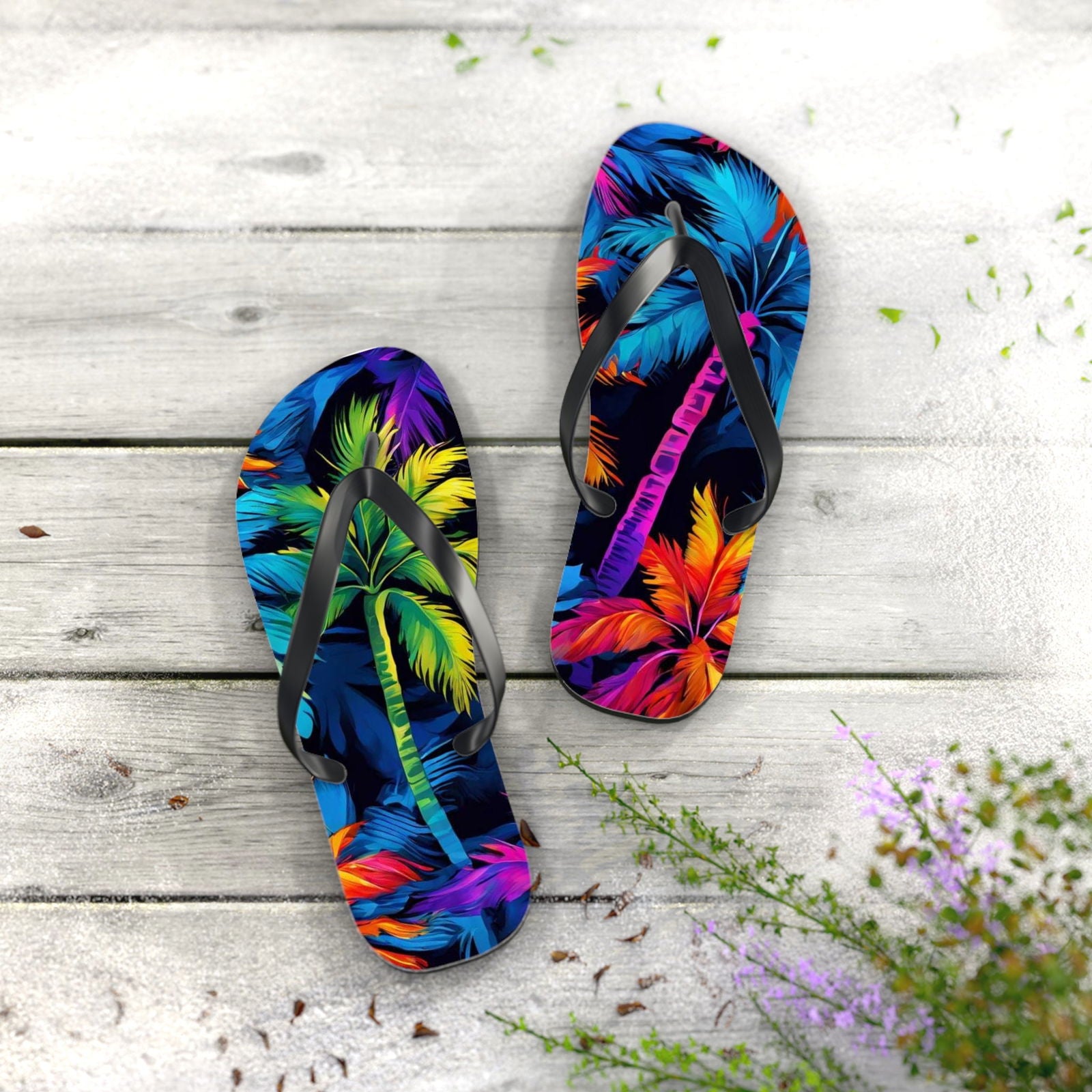Dark Palm Flip Flops - S-Mart Shop Smart Treasures