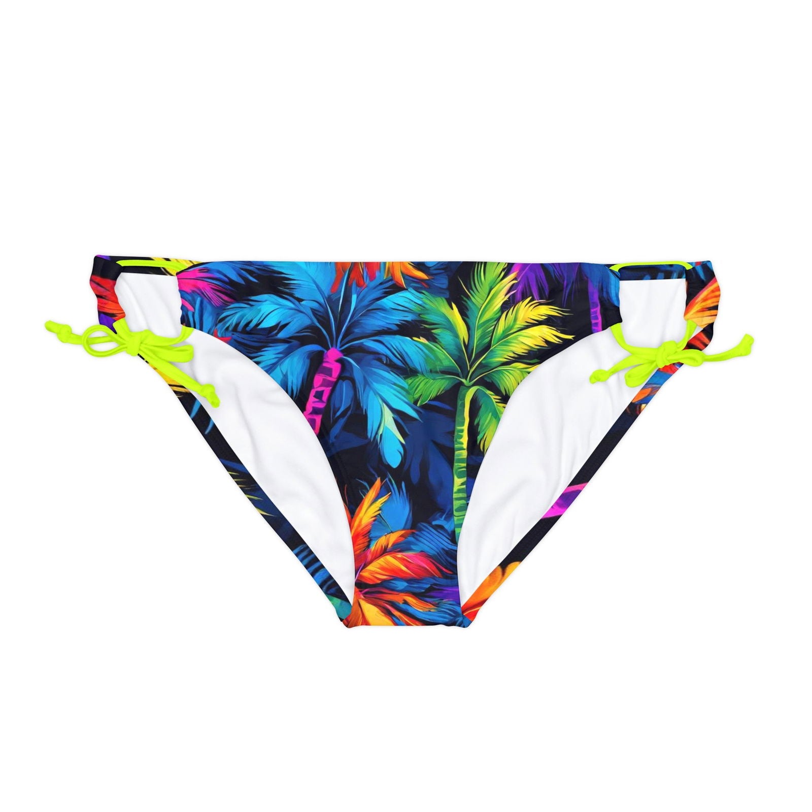 Dark Palm Loop Tie Side Bikini Bottom (AOP) - S-Mart Shop Smart Treasures