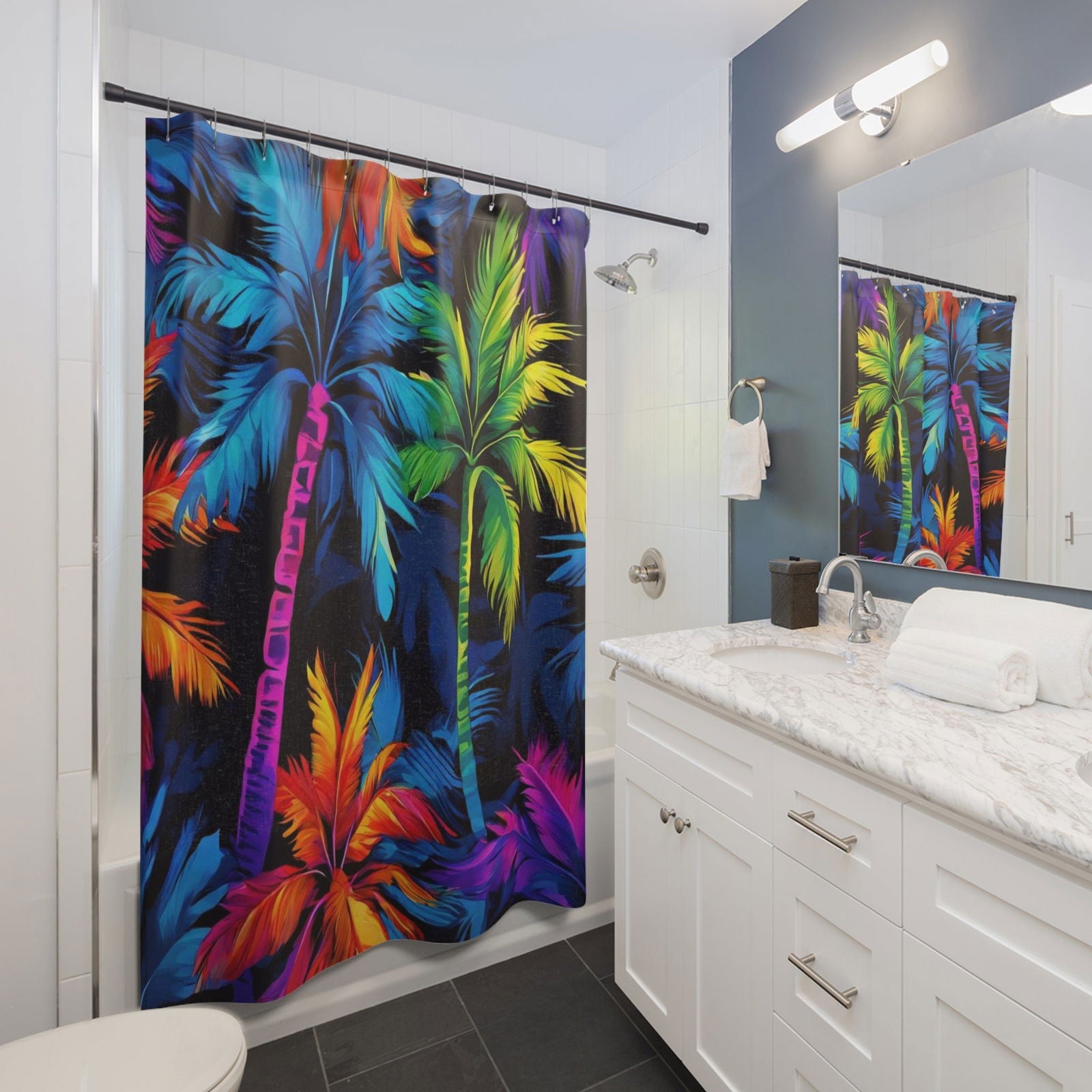 Dark Palm Shower Curtains - S-Mart Shop Smart Treasures