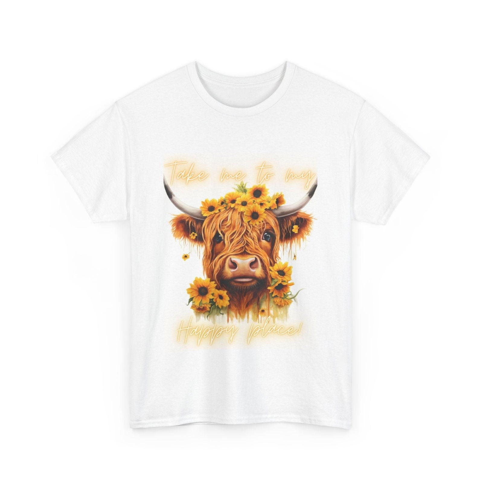 Happy Highland Cow Unisex Heavy Cotton Tee - S-Mart Shop Smart Treasures