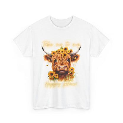 Happy Highland Cow Unisex Heavy Cotton Tee - S-Mart Shop Smart Treasures