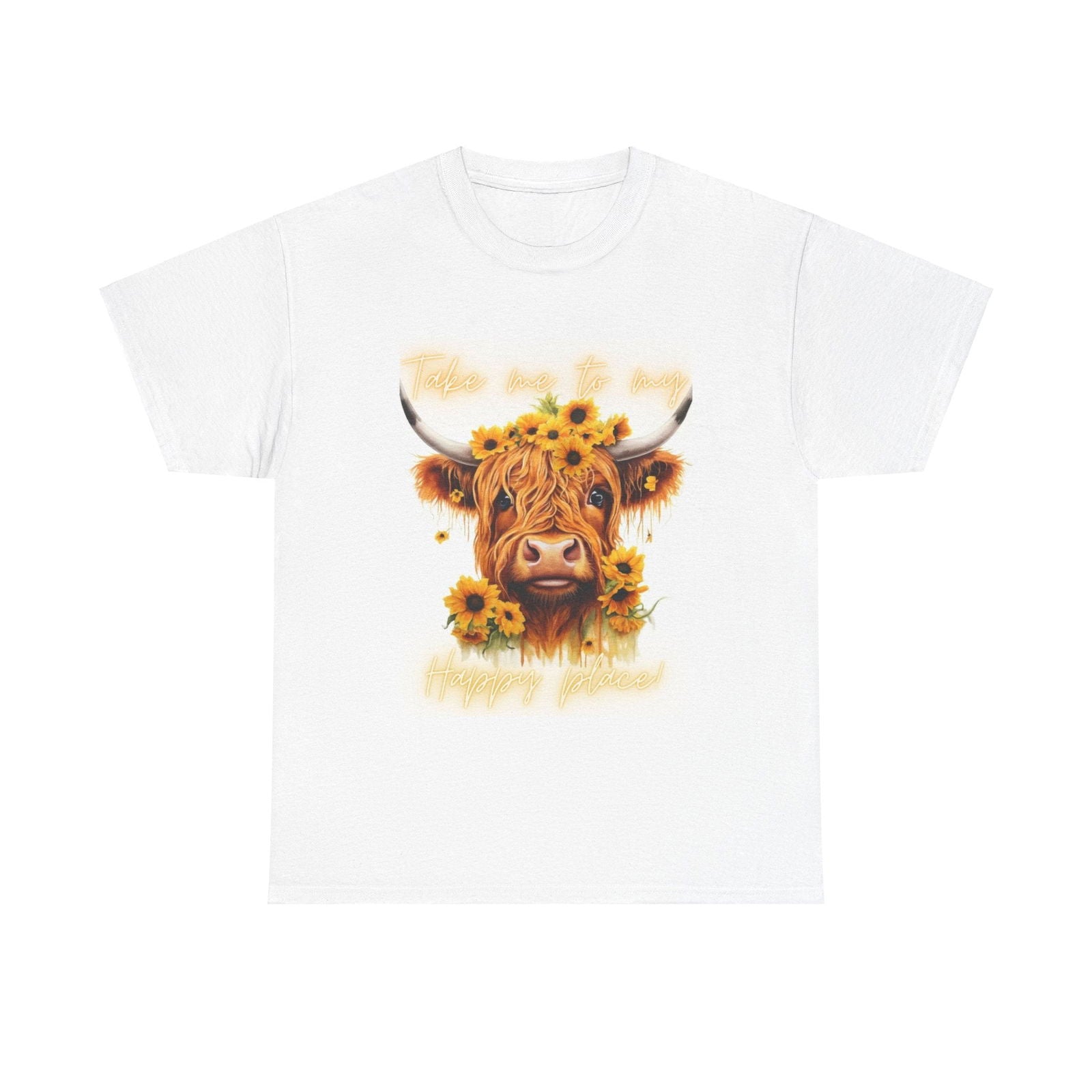 Happy Highland Cow Unisex Heavy Cotton Tee - S-Mart Shop Smart Treasures