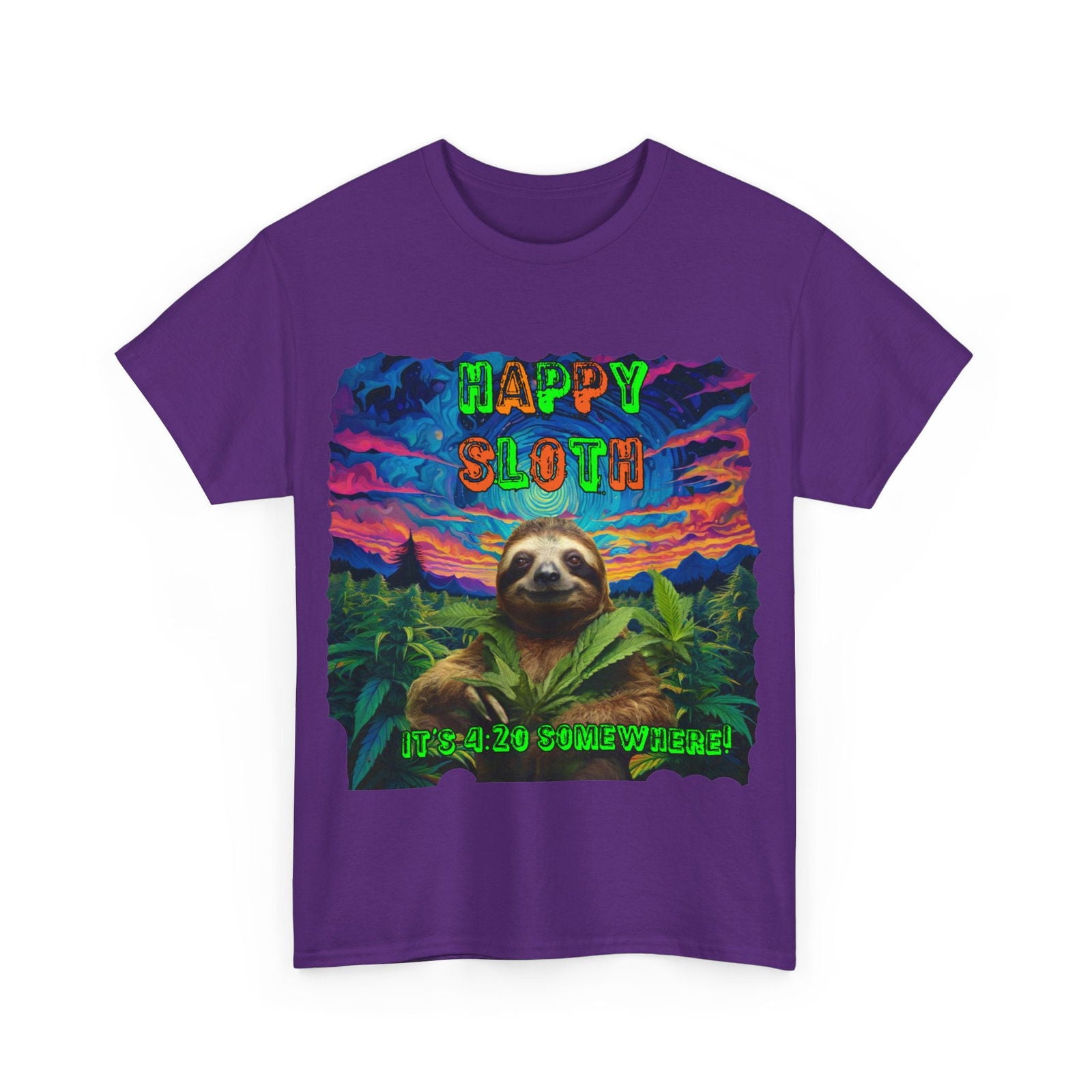 Happy Sloth 420 Some Where Unisex Heavy Cotton Tee - S-Mart Shop Smart Treasures