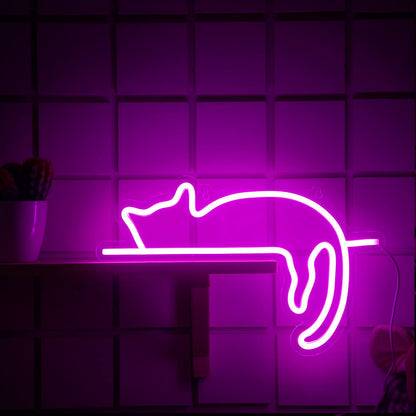 Led Neon Light Glowing Cat Pattern Indoor And Outdoor Wall Decoration Room Night Light Gift