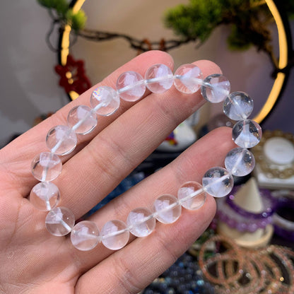 Natural White Crystal Ghost Pyramid Bracelet For Women