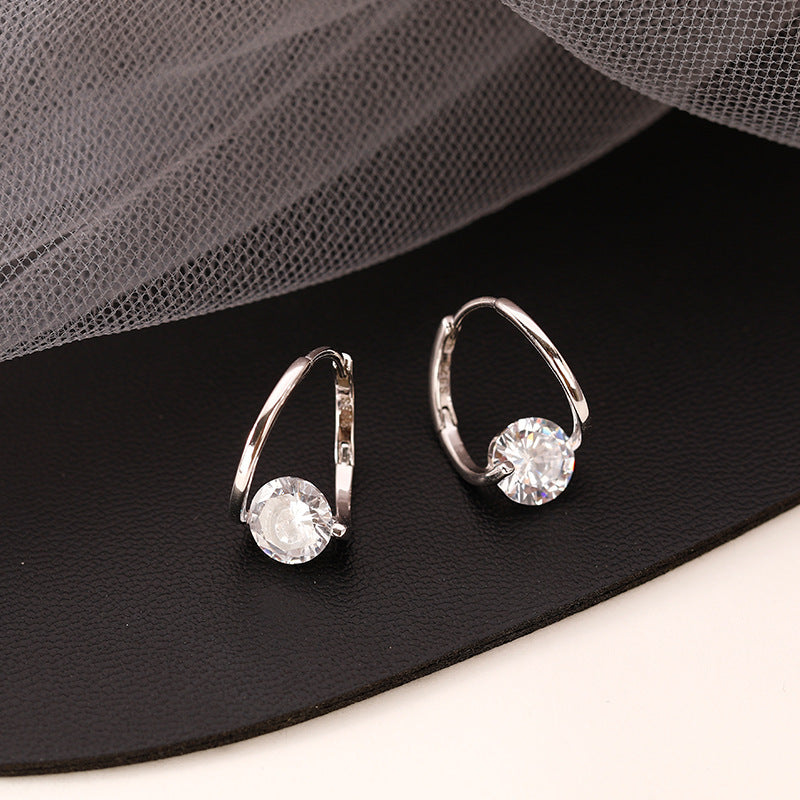 Geometric Micro Inlaid Zircon Ear Clip Niche Design Fashion Refined Grace Simple Multi-match Women's Earrings