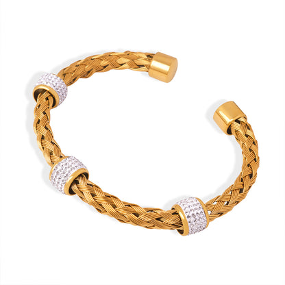 Diamond Ring Pendant Woven Hollowed Open-ended Bracelet