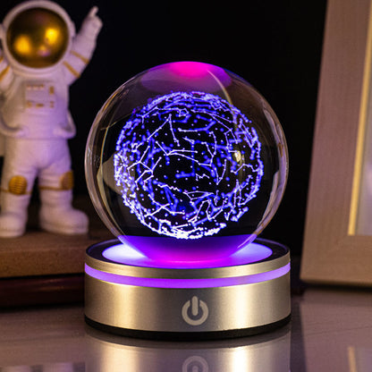 Creative 3D Inner Carving Luminous Crystal Ball Colorful Gradient Small Night Lamp