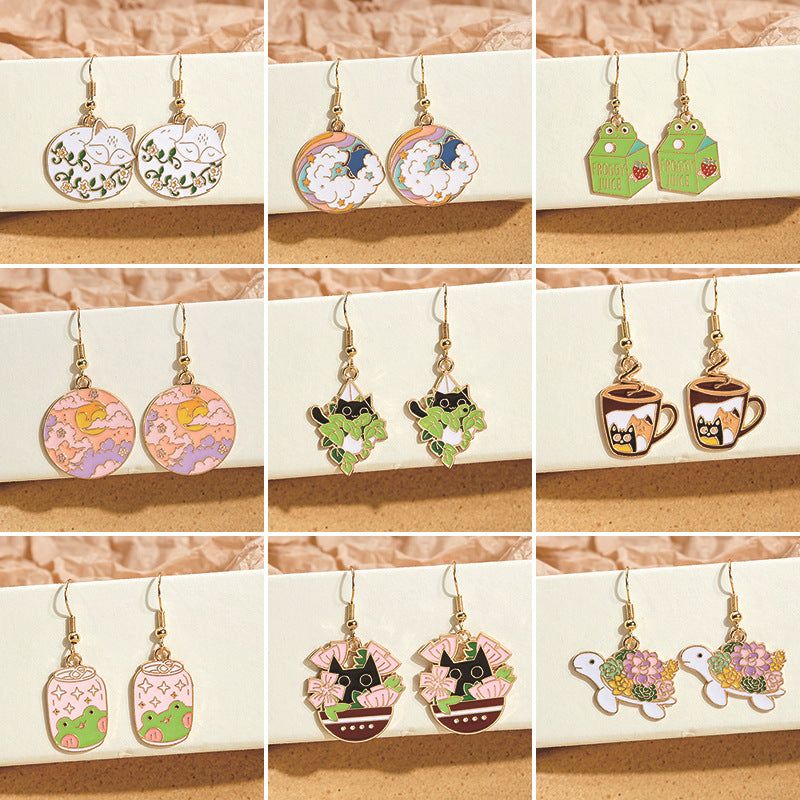 Cartoon Minimalist Cute Girl Ear Hook Sweet Earrings Special-interest Design