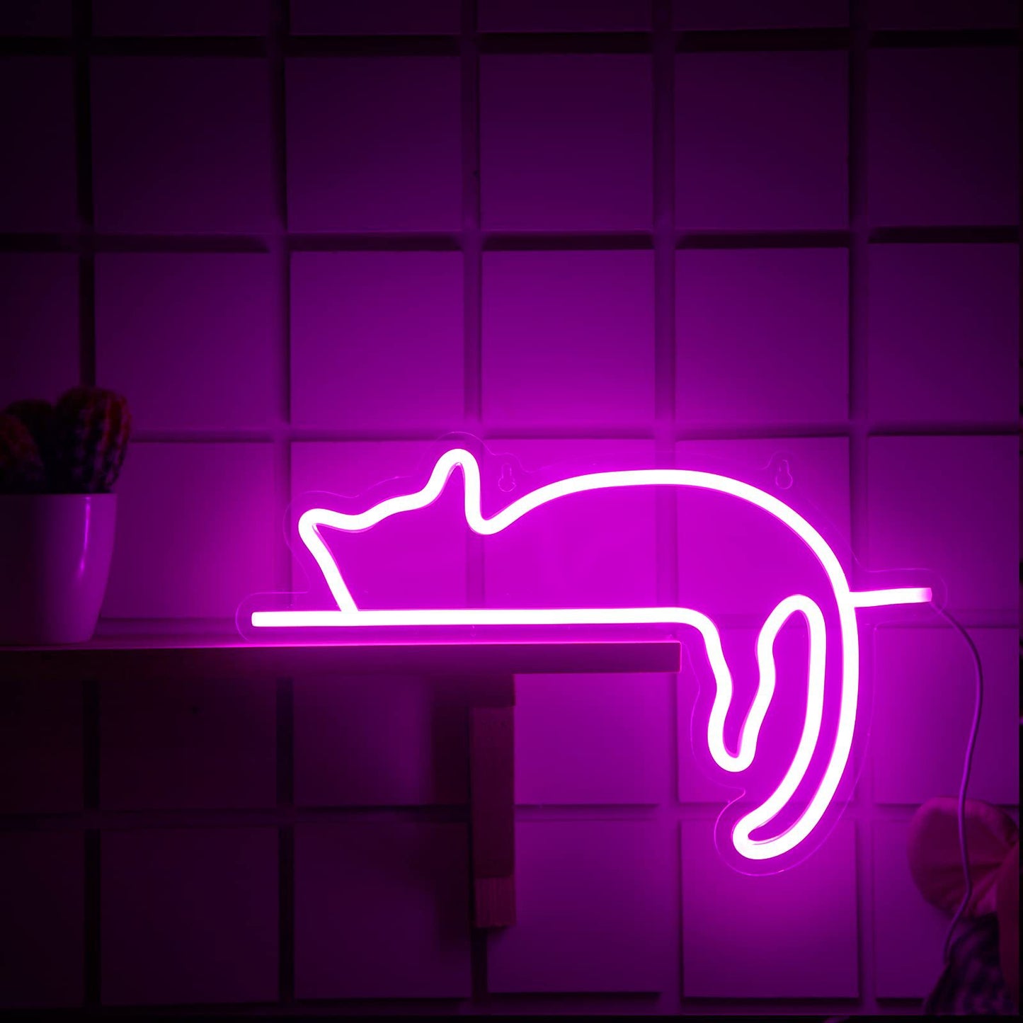 Led Neon Light Glowing Cat Pattern Indoor And Outdoor Wall Decoration Room Night Light Gift