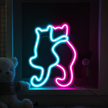 Led Neon Light Glowing Cat Pattern Indoor And Outdoor Wall Decoration Room Night Light Gift