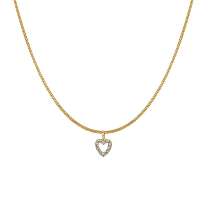 Temperamental All-match Sweater Chain Jewelry Zircon Peach Heart Pendant Necklace