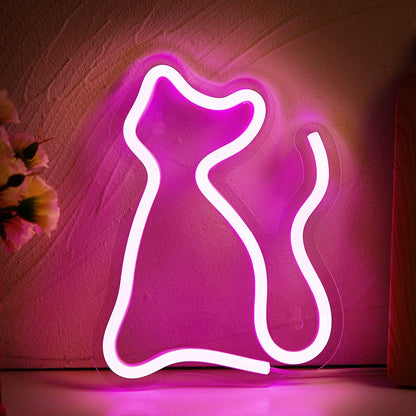 Led Neon Light Glowing Cat Pattern Indoor And Outdoor Wall Decoration Room Night Light Gift