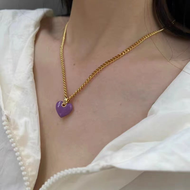 Purple Love Necklace Light Luxury Minority High-end Design