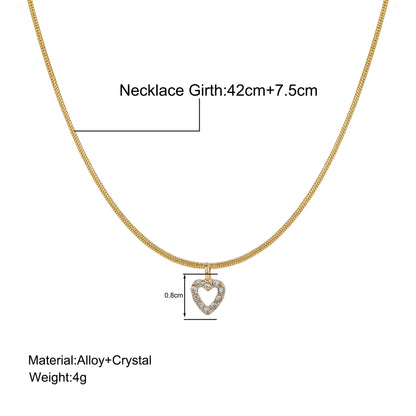 Temperamental All-match Sweater Chain Jewelry Zircon Peach Heart Pendant Necklace