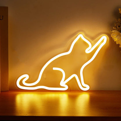 Led Neon Light Glowing Cat Pattern Indoor And Outdoor Wall Decoration Room Night Light Gift