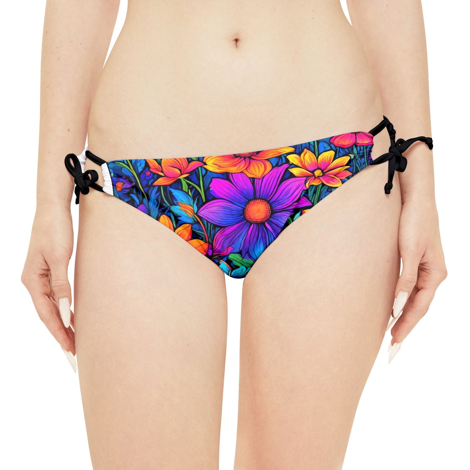 Psychedelic flower power child Loop Tie Side Bikini Bottom (AOP) - S-Mart Shop Smart Treasures