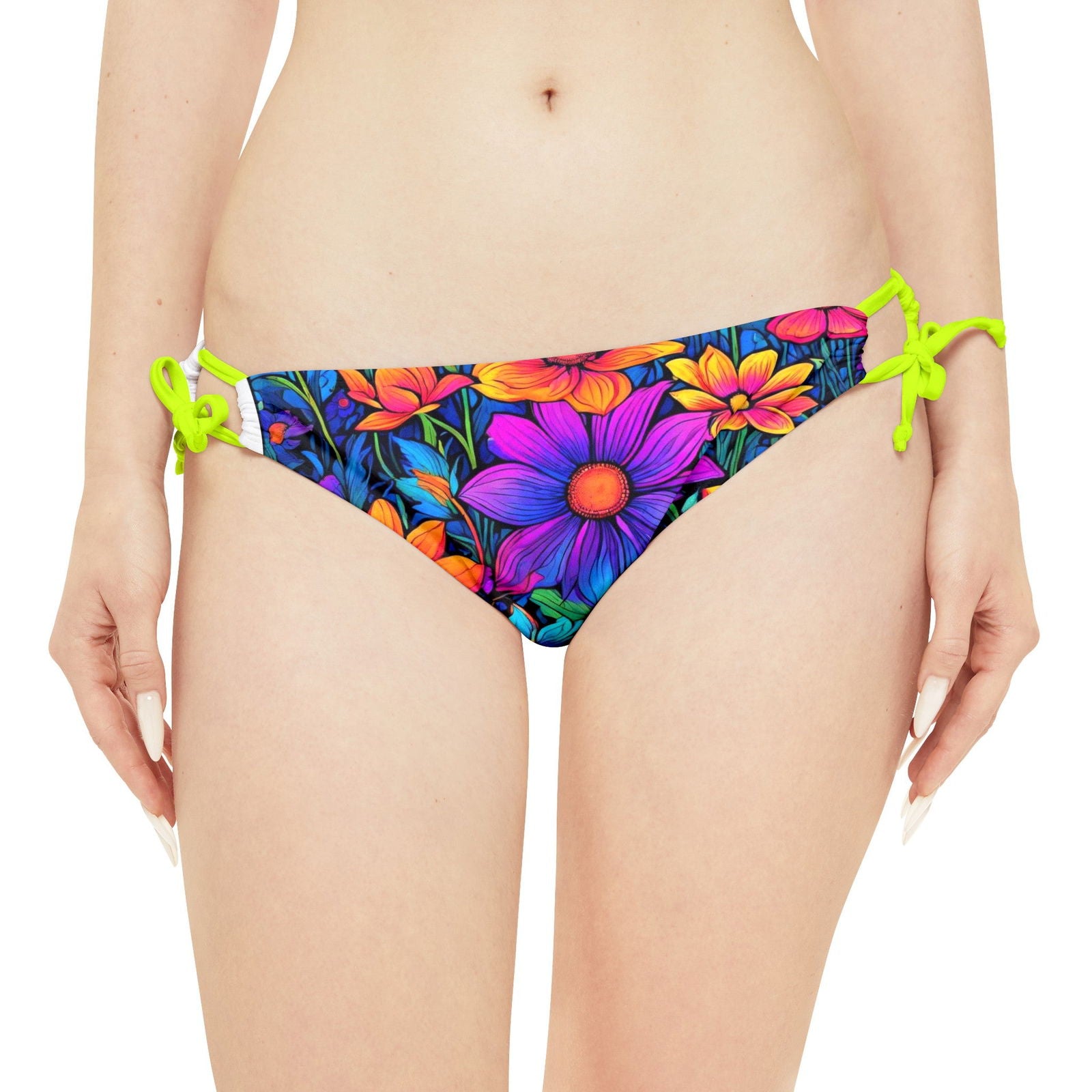 Psychedelic flower power child Loop Tie Side Bikini Bottom (AOP) - S-Mart Shop Smart Treasures