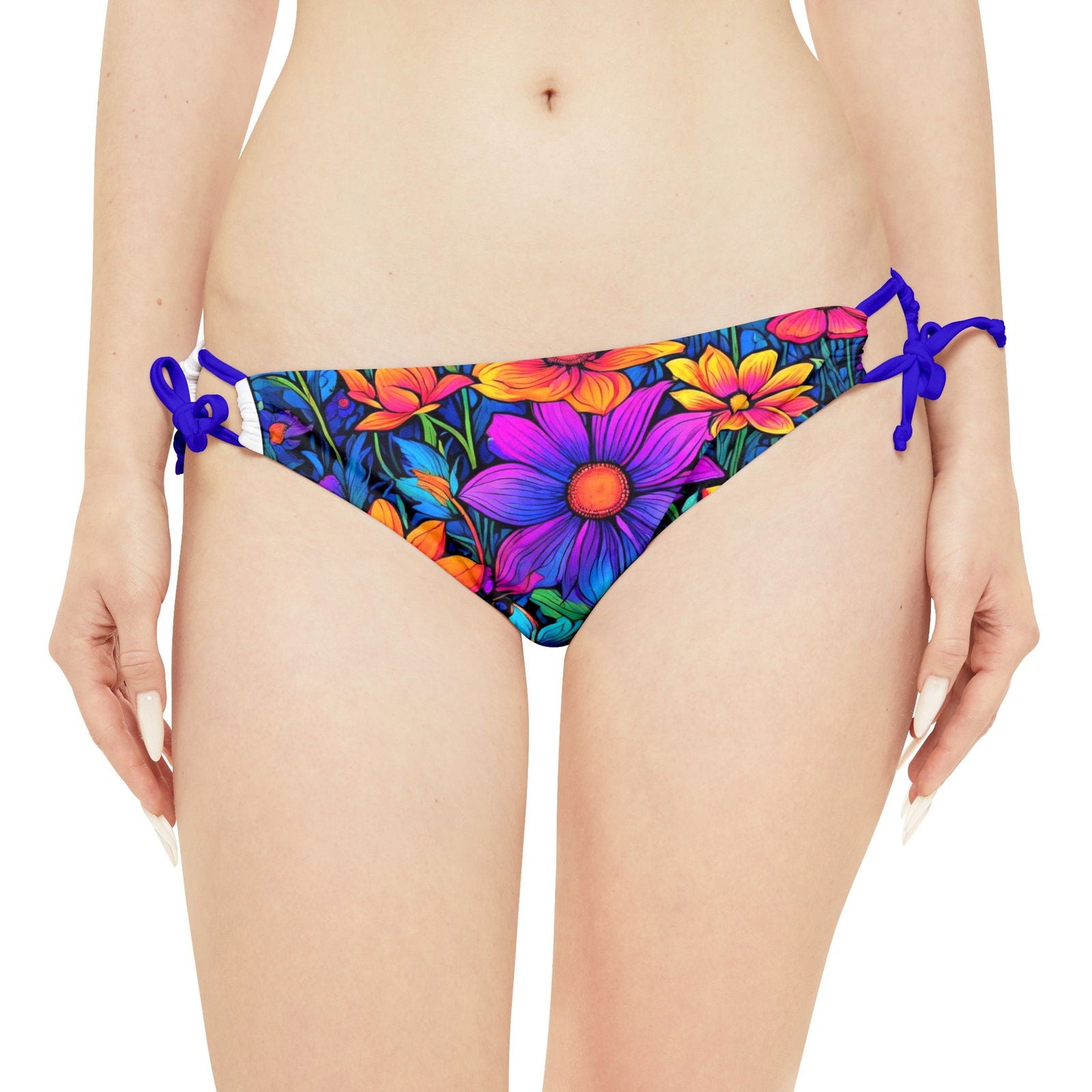 Psychedelic flower power child Loop Tie Side Bikini Bottom (AOP) - S-Mart Shop Smart Treasures
