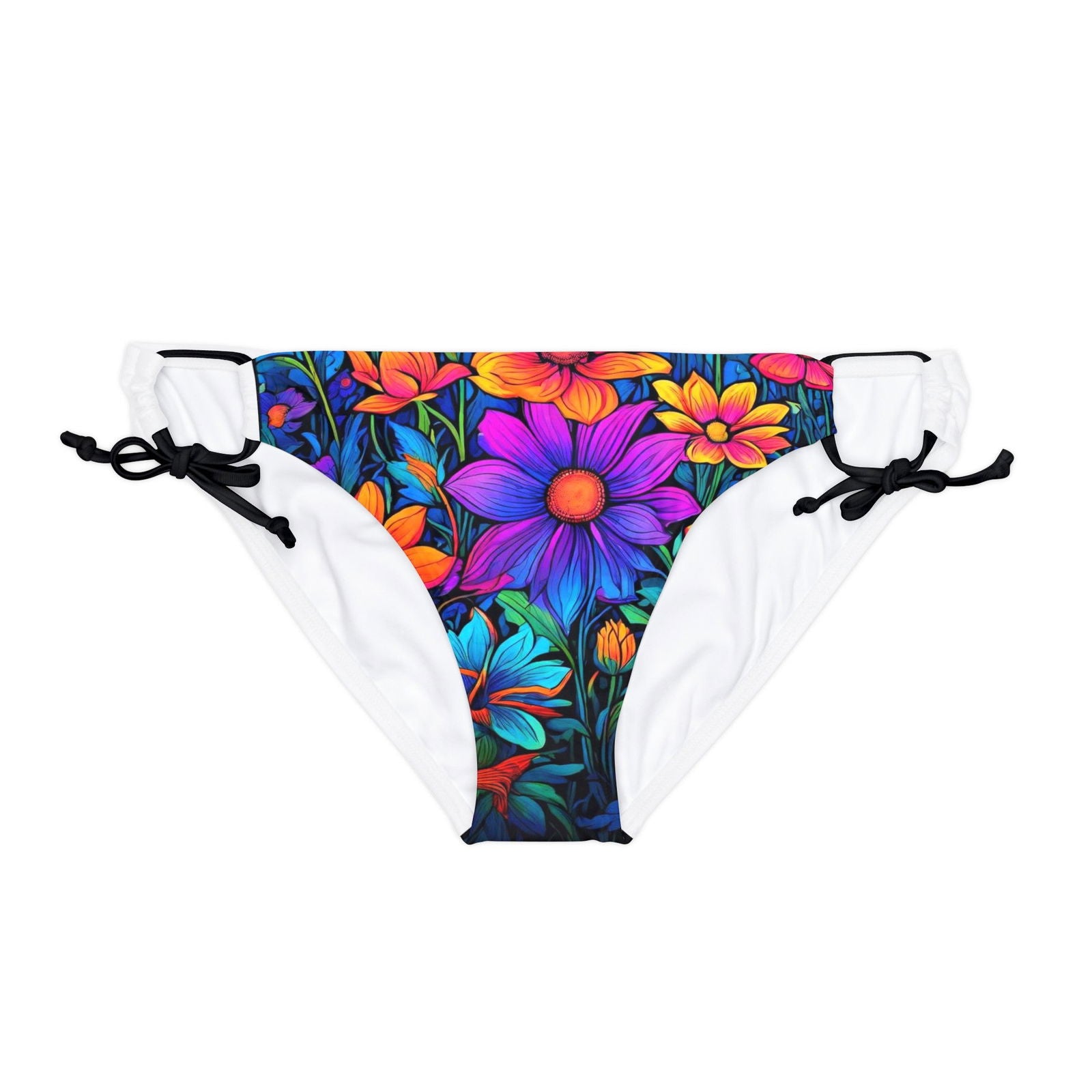 Psychedelic flower power child Loop Tie Side Bikini Bottom (AOP) - S-Mart Shop Smart Treasures