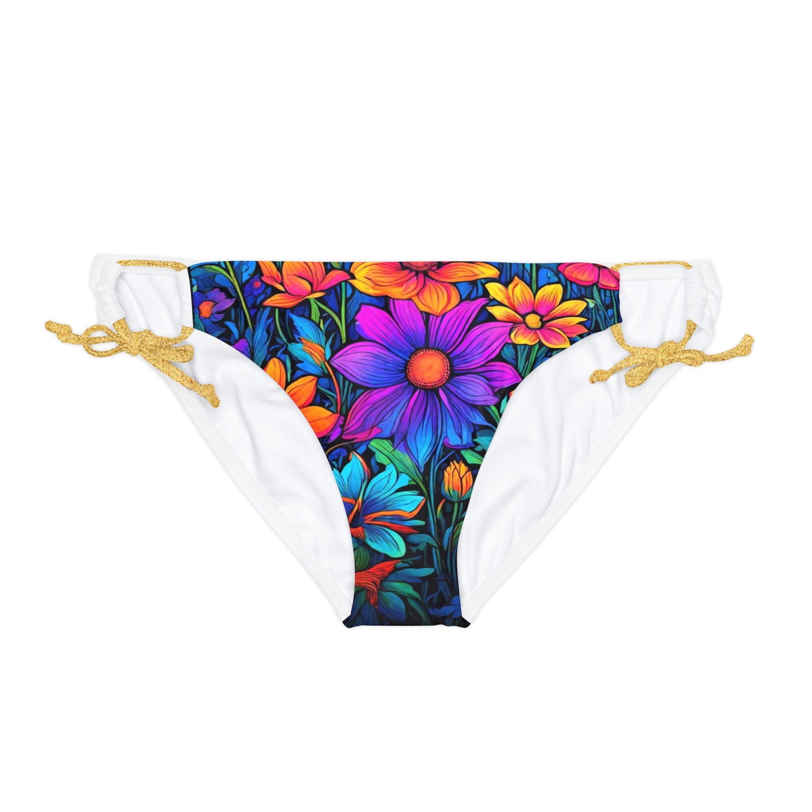 Psychedelic flower power child Loop Tie Side Bikini Bottom (AOP) - S-Mart Shop Smart Treasures