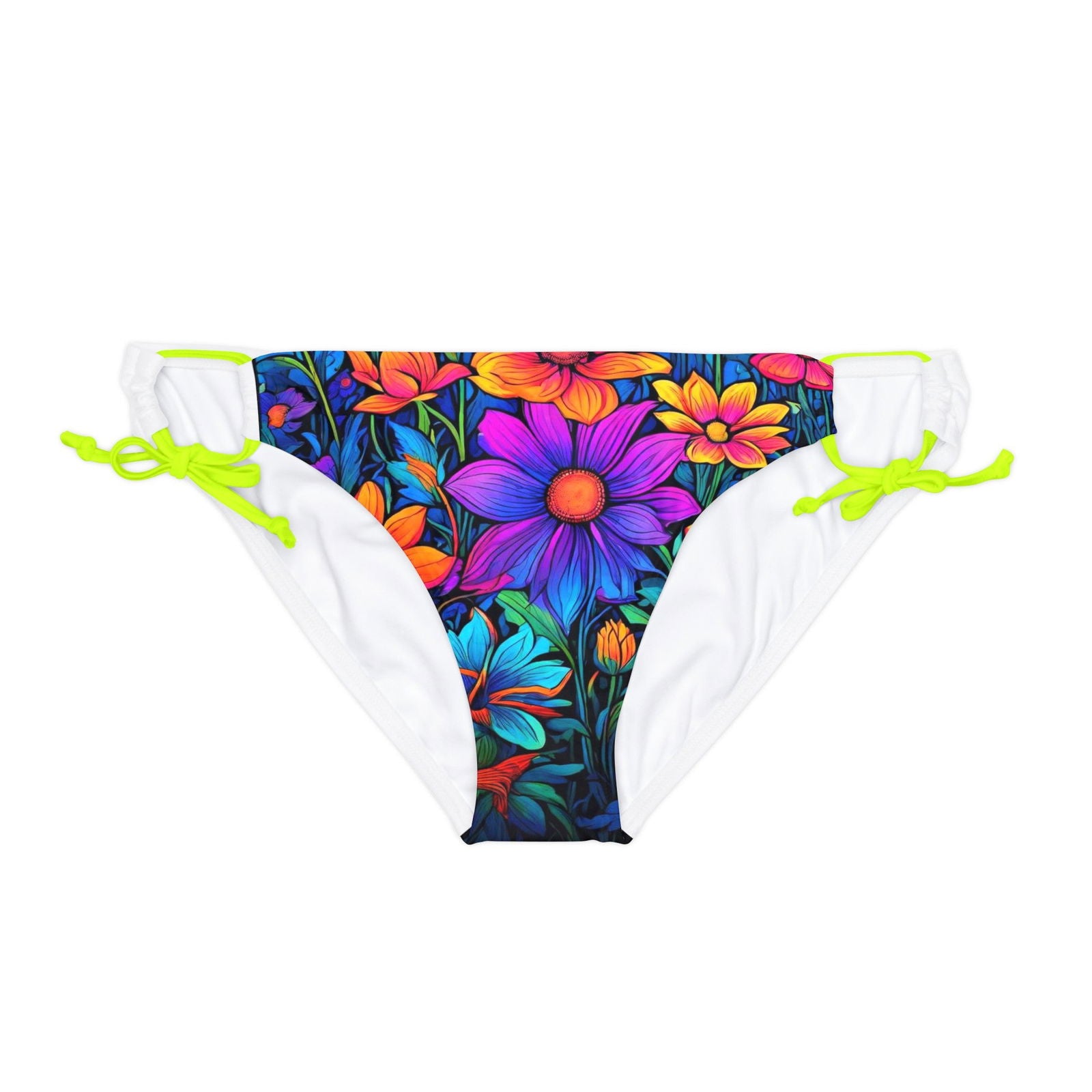 Psychedelic flower power child Loop Tie Side Bikini Bottom (AOP) - S-Mart Shop Smart Treasures